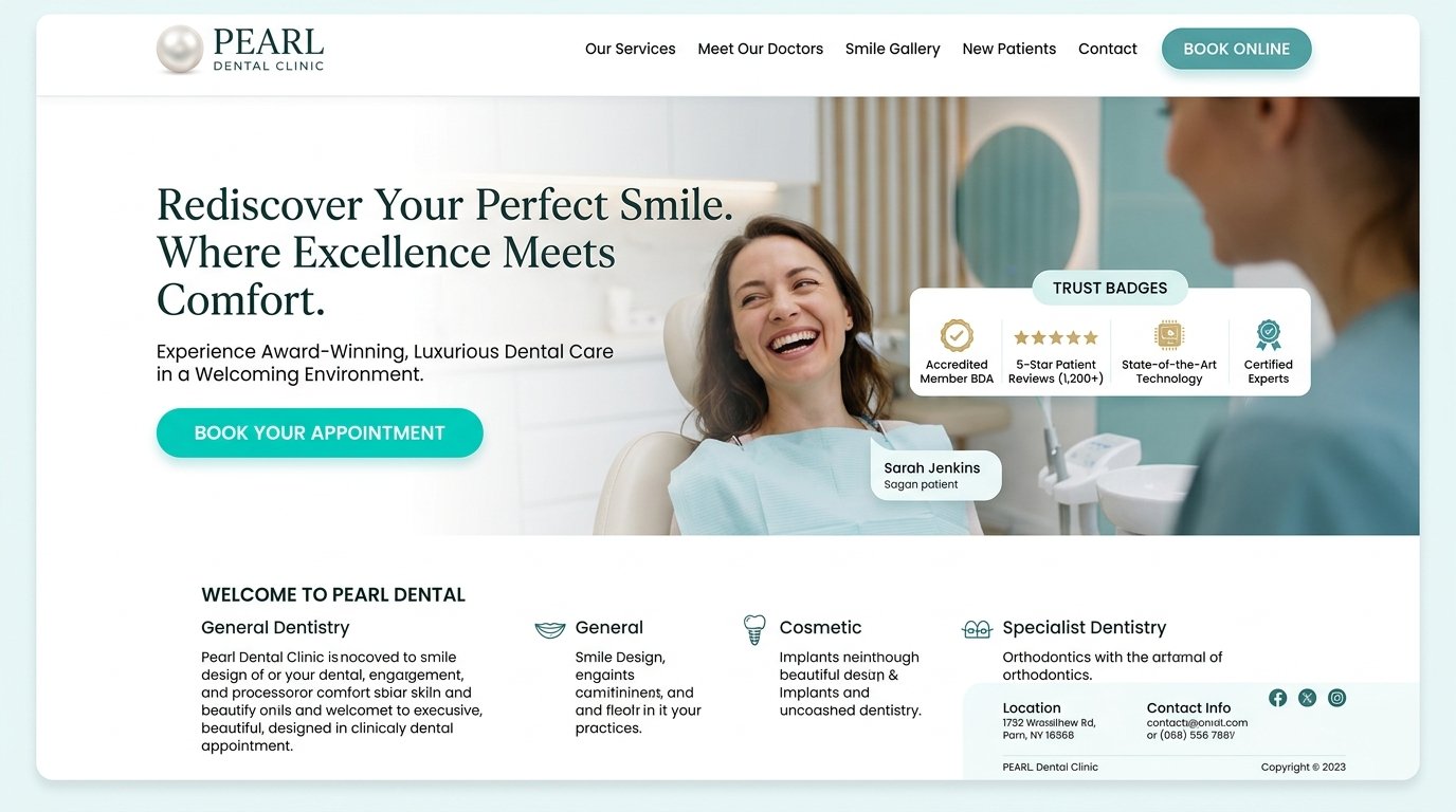 Award winning UI design representing the best website for dental clinic